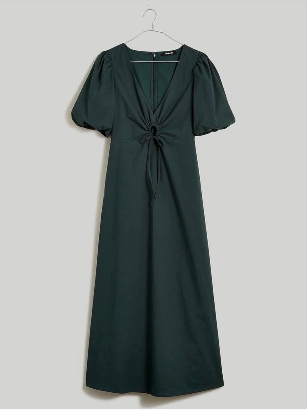 Madewell Puff Sleeve Midi Dress With Front Keyhole